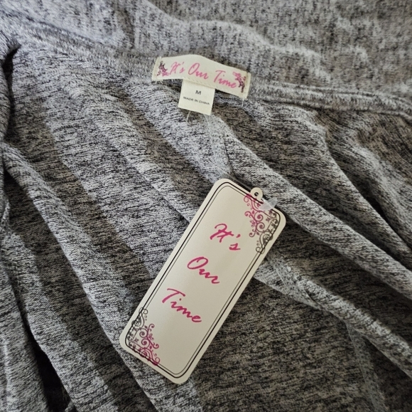 NEW It's Our Time Gray Open Cardigan Sweater Medium - Picture 5 of 7